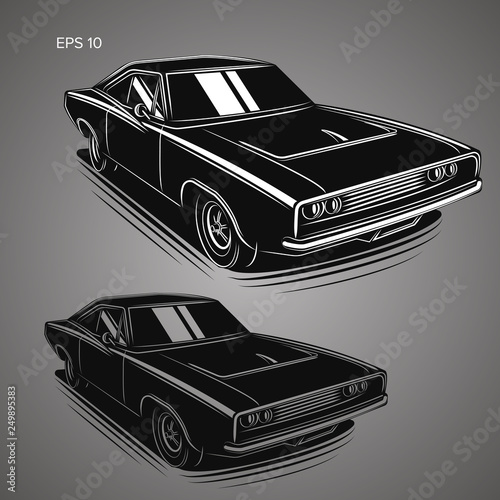 Classic american muscle car vector illustration