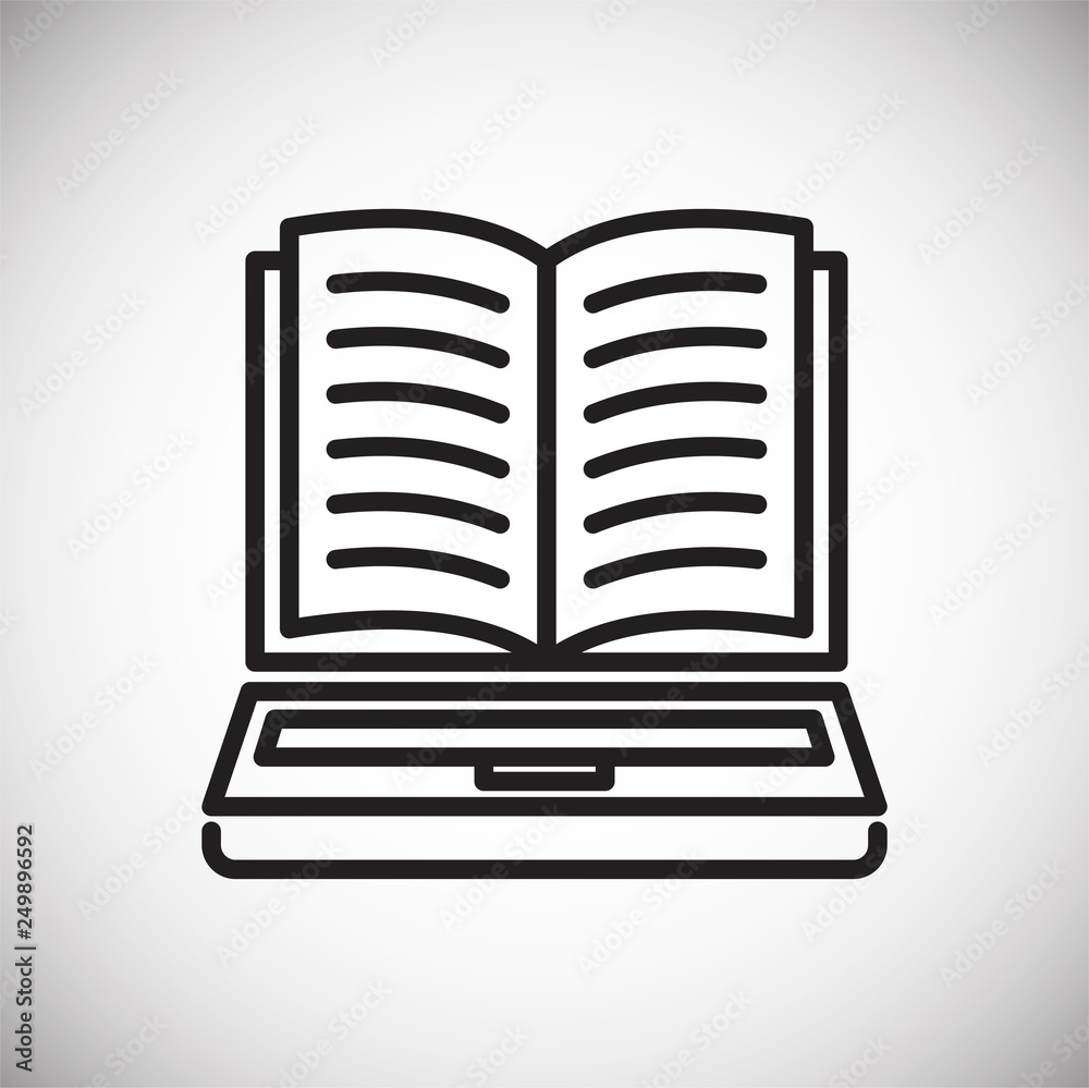 E-Learning book line icon on white background for graphic and web design, Modern simple vector sign. Internet concept. Trendy symbol for website design web button or mobile app E-Learning book line icon on white background for graphic and web design, Modern simple vector sign. Internet concept. Trendy symbol for website design web button or mobile app