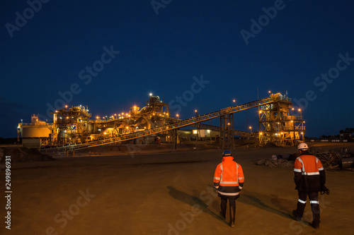 Night view of a copper mine head in NSW Australia