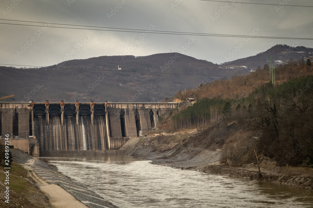 Hydroelectric power plant Perucac on Drina river. Perucac lake in Bajina Basta, Serbia.