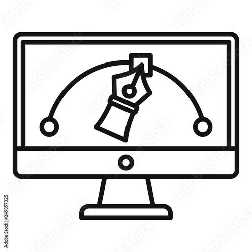 Architect draw computer icon. Outline architect draw computer vector icon for web design isolated on white background