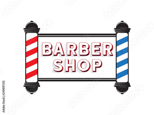 men barbershop hairstylist banner logo badge vector design