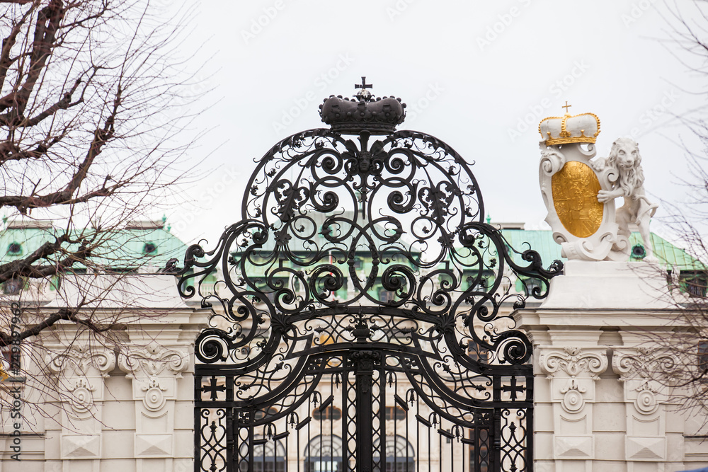 Entrance to the Upper Belvedere palace in a cold early spring day