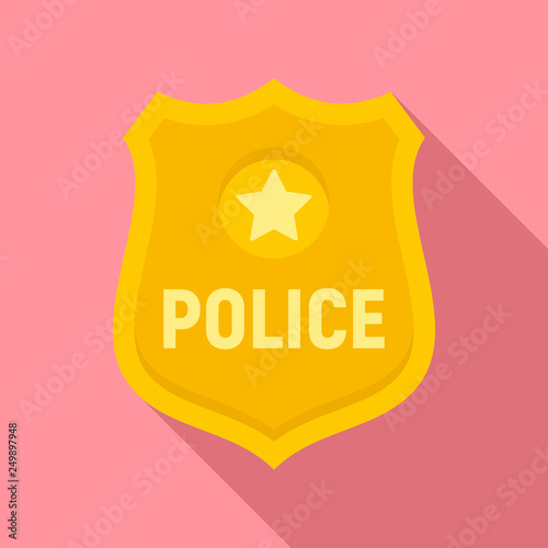 Police gold emblem icon. Flat illustration of police gold emblem vector icon for web design