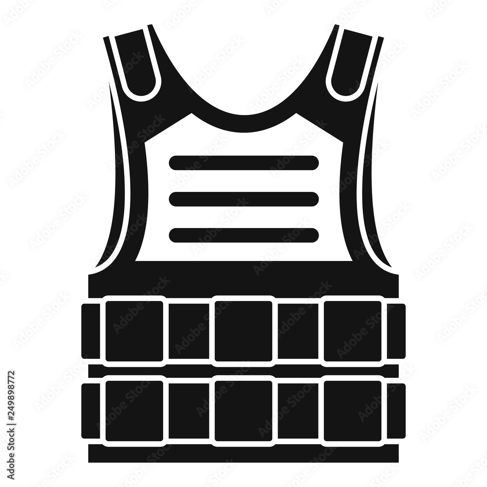 Bulletproof vest icon. Simple illustration of bulletproof vest vector icon  for web design isolated on white background Stock Vector | Adobe Stock