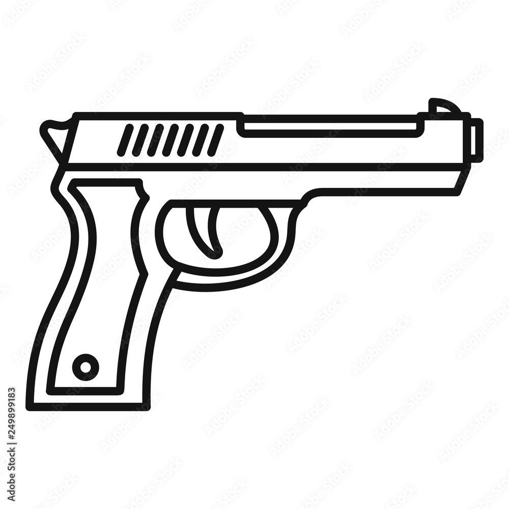 Police pistol icon. Outline police pistol vector icon for web design isolated on white background Police pistol icon. Outline police pistol vector icon for web design isolated on white background