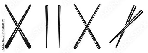 Japanese chopsticks icons set. Simple set of japanese chopsticks vector icons for web design on white background