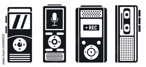 Dictaphone recorder icons set. Simple set of dictaphone recorder vector icons for web design on white background photo