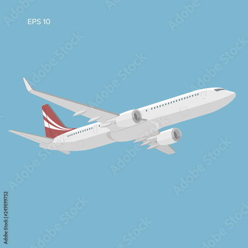 Modern twin engine jet airliner vector illustration.