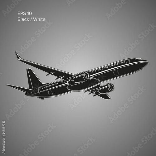 Modern twin engine jet airliner vector illustration. Large commercial passenger aircraft.