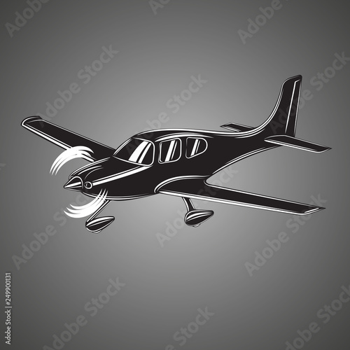 Small plane vector illustration. Single engine propelled passenger aircraft.