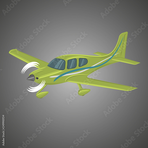 Small plane vector illustration. Single engine propelled passenger aircraft.