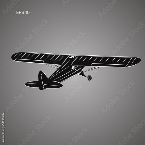 Small plane vector illustration. Single engine propelled aircraft.