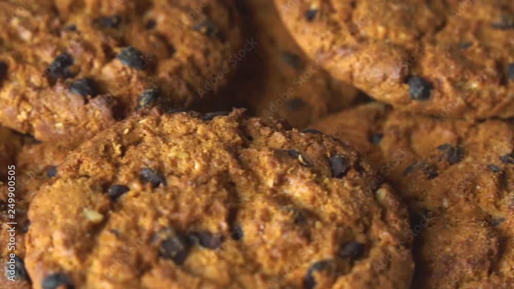 Tasty chip cake cookies with chocolate pieces shallow close-up. Tasty chip cake cookies with chocolate pieces shallow close-up.