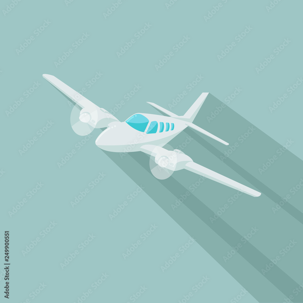 Small plane vector illustration. Twin engine propelled aircraft. Vector illustration. Flat design Small plane vector illustration. Twin engine propelled aircraft. Vector illustration. Flat design