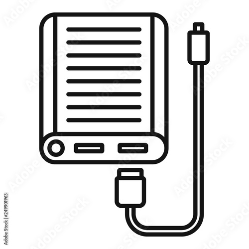 Power bank icon. Outline power bank vector icon for web design isolated on white background