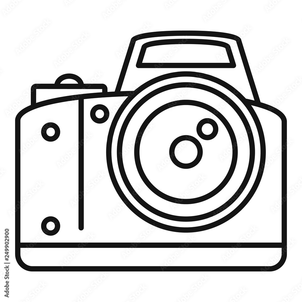 Professional camera icon. Outline professional camera vector icon for web design isolated on white background