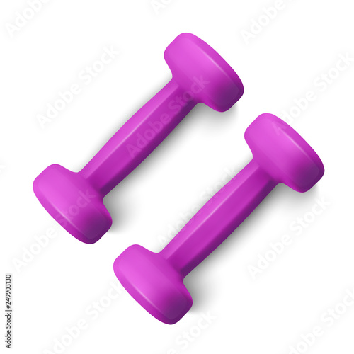 Set of 3d Dumbbells Set, Realistic Detailed Closeup View Isolated on White Background. Sport Element. Vector illustration of Fitness Dumbbell