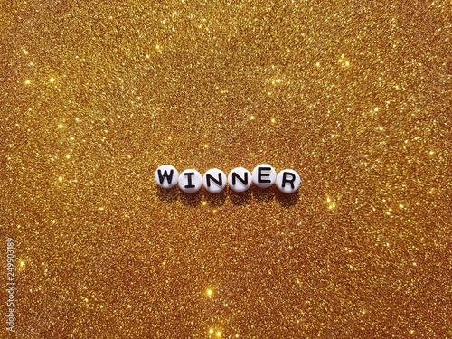 Golden Winner Glitter Background photo