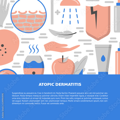 Atopic dermatitis concept background in flat style