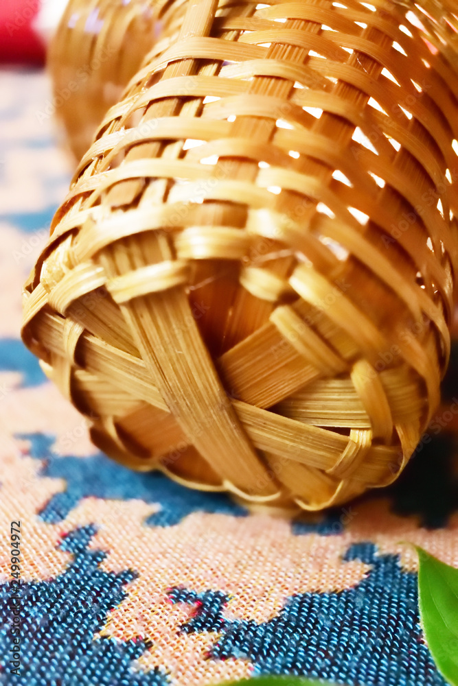 Obraz premium beautiful bamboo basket bottom in a close-up view