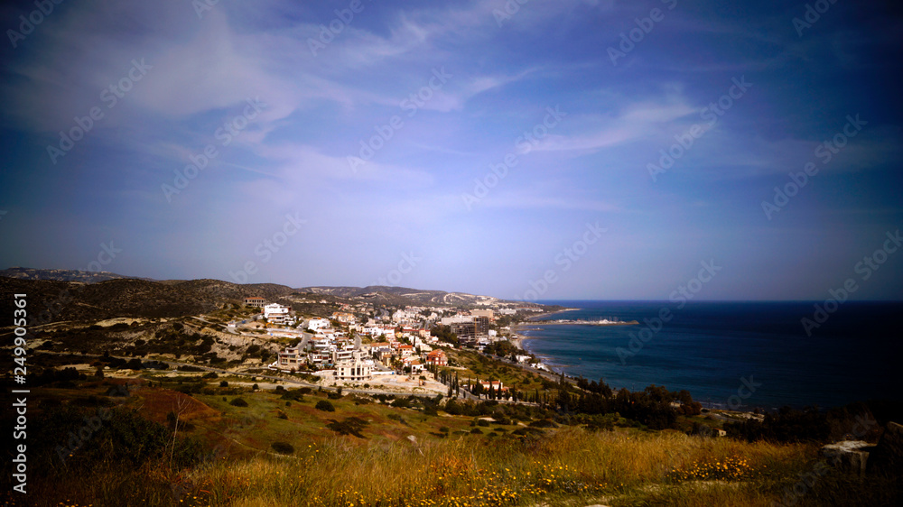 mountain view of the Mediterranean sea and the city. Cyprus