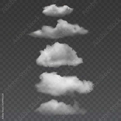 Set of transparent clouds. different and realistic clouds, Vector illustration