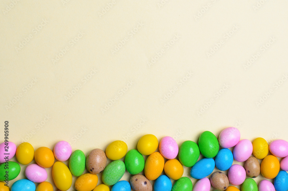Chocolate Eggs on Bright Background, Sweet Easter Treat Chocolate Eggs on Bright Background, Sweet Easter Treat