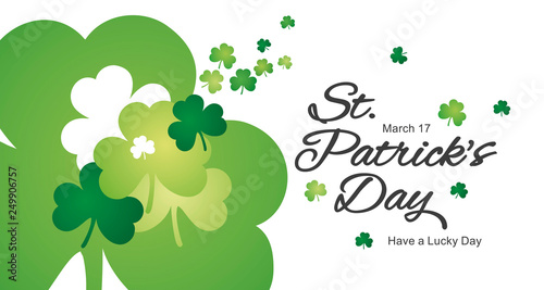 Saint Patricks Day clovers green white landscape background