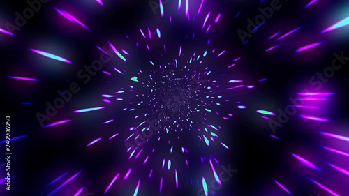 Slow Hyper Warp Neon Stars Rotating Tunnel Disco VJ Motion Background