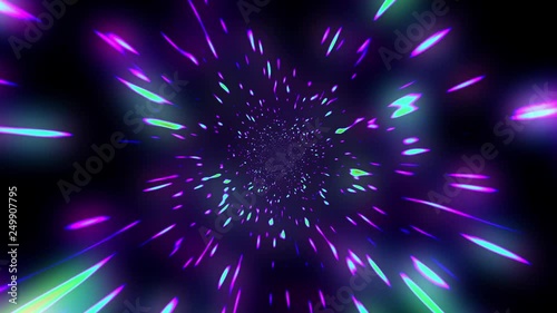 Slow Hyper Warp Neon Stars Tunnel Disco VJ Motion Background