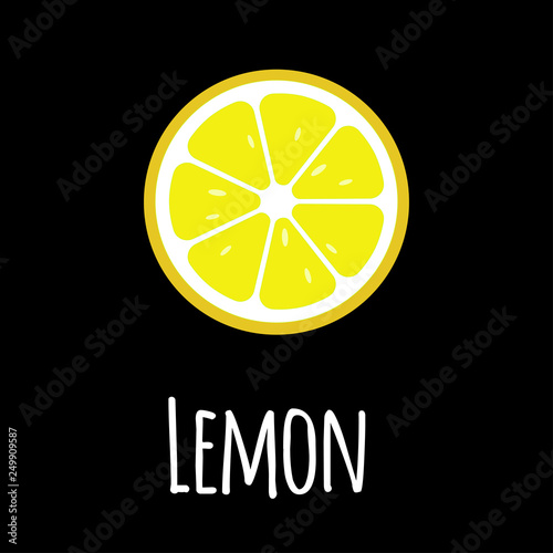 Lemon slices icon. Flat food vector illustration for design