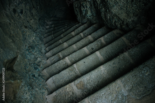 Εκτύπωση καμβά dark stairs dungeon cave path way underground in twilight lighting environment ,