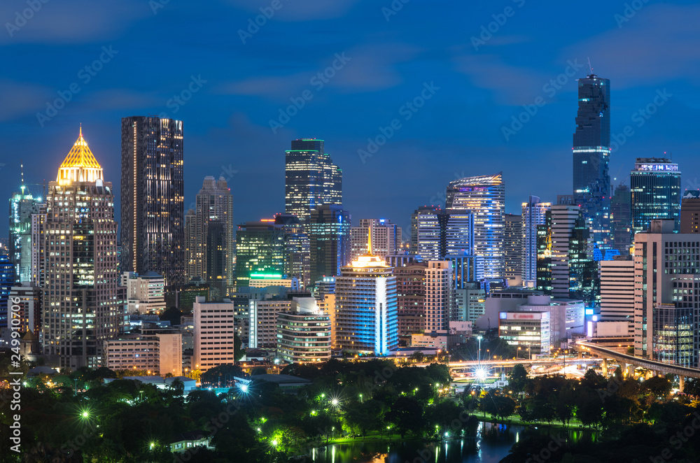 Bangkok cityscape business zone . Bangkok night top view