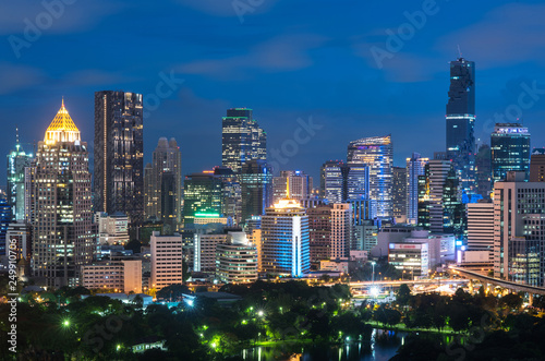 Bangkok cityscape business zone . Bangkok night top view