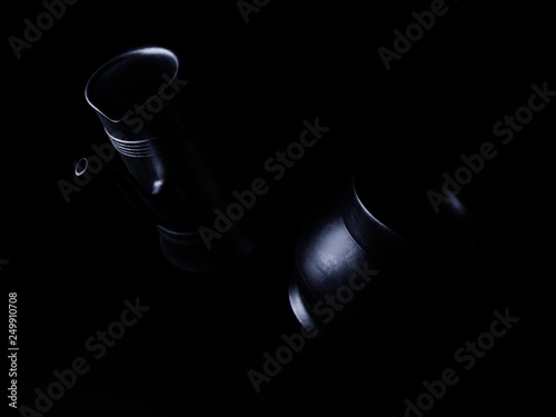 Image of dishes on a dark background, 3d rendering
