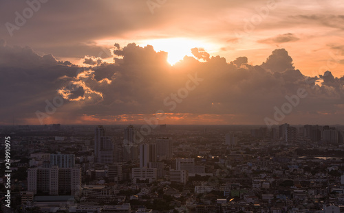 Bangkok City  top view sunset