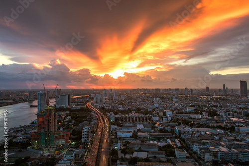 Bangkok City top view at Twilight