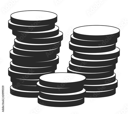 Illustration of coins in retail style on a white background