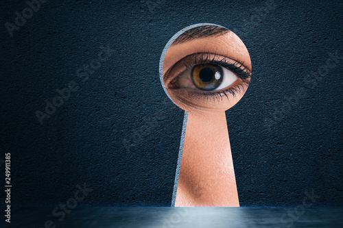 Abstract keyhole with eye photo