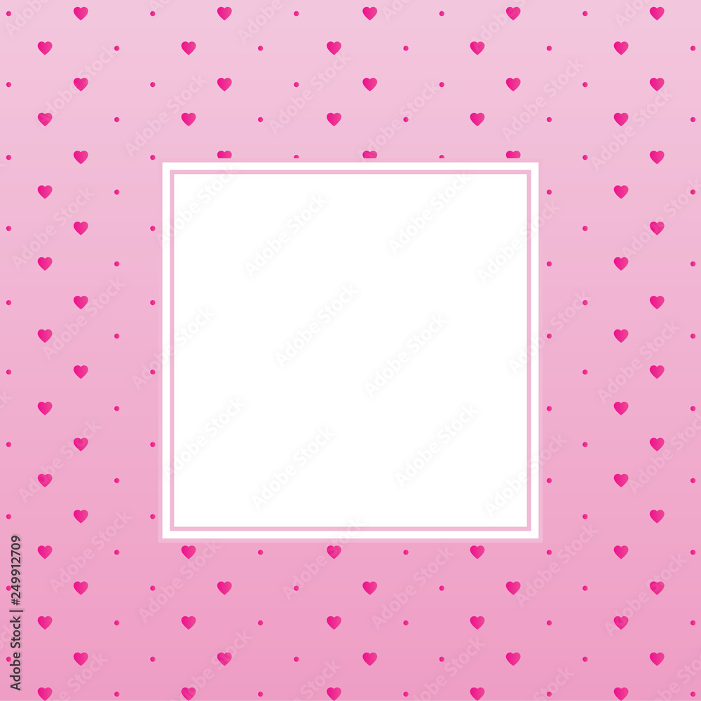 Hearts pattern background with frame in the shape of square for text. Valentine's day and Mother's day greeting card - pink, red colors. Banner, invitation or label Hearts pattern background with frame in the shape of square for text. Valentine's day and Mother's day greeting card - pink, red colors. Banner, invitation or label