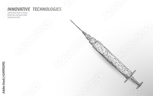 Low poly medical syringe. Polygonal rejuvenating facial injections treatment procedure.Medicine health care banner template vector illustration