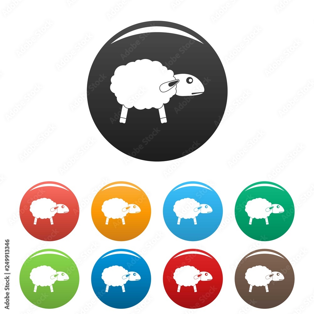 Fototapeta premium Scared sheep icons set 9 color vector isolated on white for any design