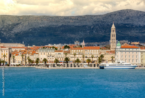 Split cityscape with harbour and historic downtown. skyline view when arriving with ferry