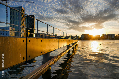 Photography STOCKHOLM, SWEDEN Sunset over Liljeholmen as seen through the shipping lane