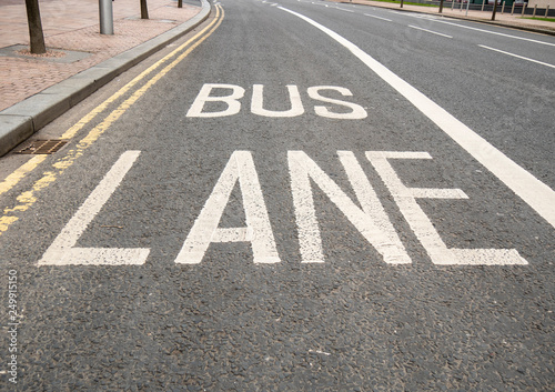Bus Lane markings on road
