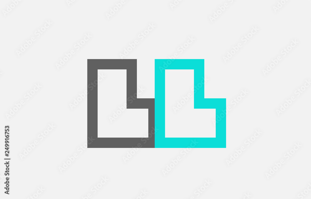 Fototapeta premium blue grey alphabet letter ll l l combination for logo icon design