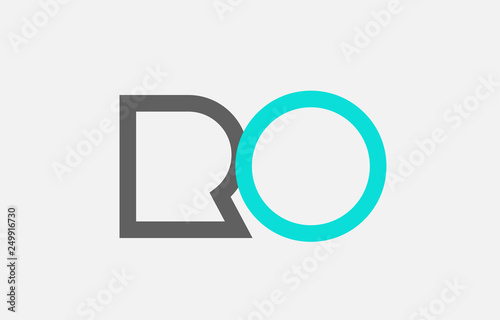 blue grey alphabet letter ro r o combination for logo icon design