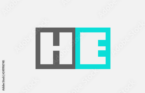 blue grey alphabet letter he h e combination for logo icon design