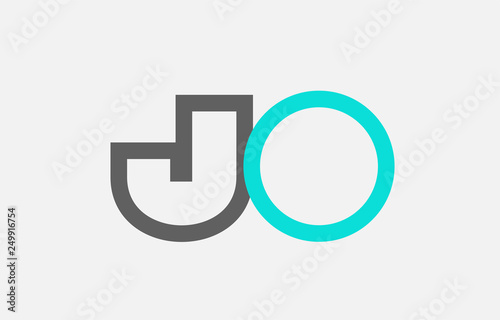 blue grey alphabet letter jo j o combination for logo icon design